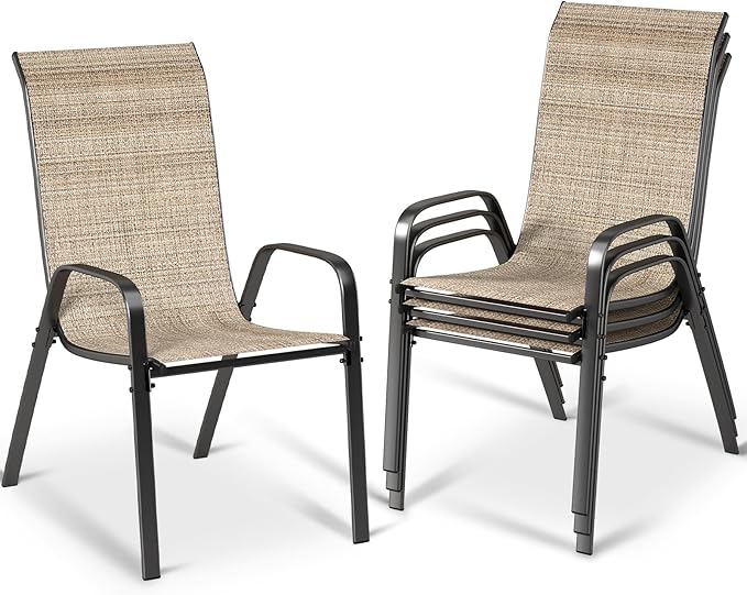 MAMIZO Patio Dining Chairs, Stackable All Weather Teslin Chair, Heavy Duty by MAMIZO