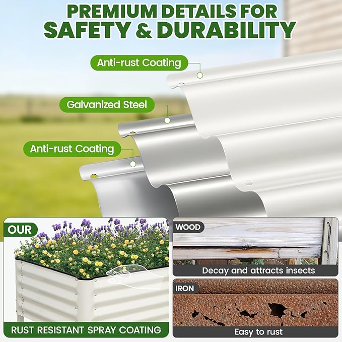 Elevated Raised Garden Bed 2' x 4'- Galvanized Metal Planter Boxes - Image 4