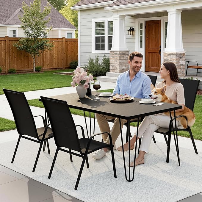 JEAREY Patio Dining Chairs Set of 4, Outdoor Stackable Dining Furniture Set - Image 6