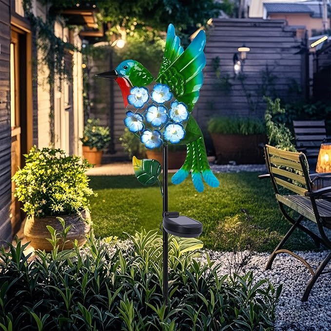 Solar Lights Outdoor Decorative Metal Solar Hummingbird Waterproof LED Metal - Image 3