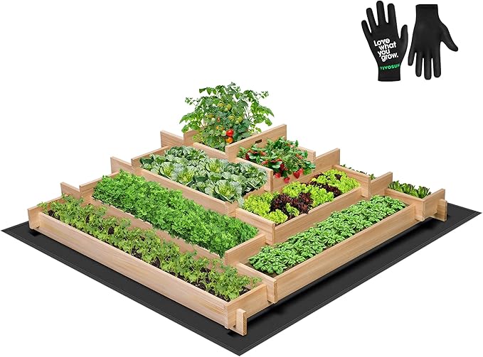 VIVOSUN 5-Tier Wooden Raised Garden Bed, Outdoor Wood Planter Box by VIVOSUN