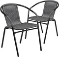 Flash Furniture Lila 2 Pack Gray Rattan Indoor-Outdoor Restaurant Stack Chair by FlashFurniture