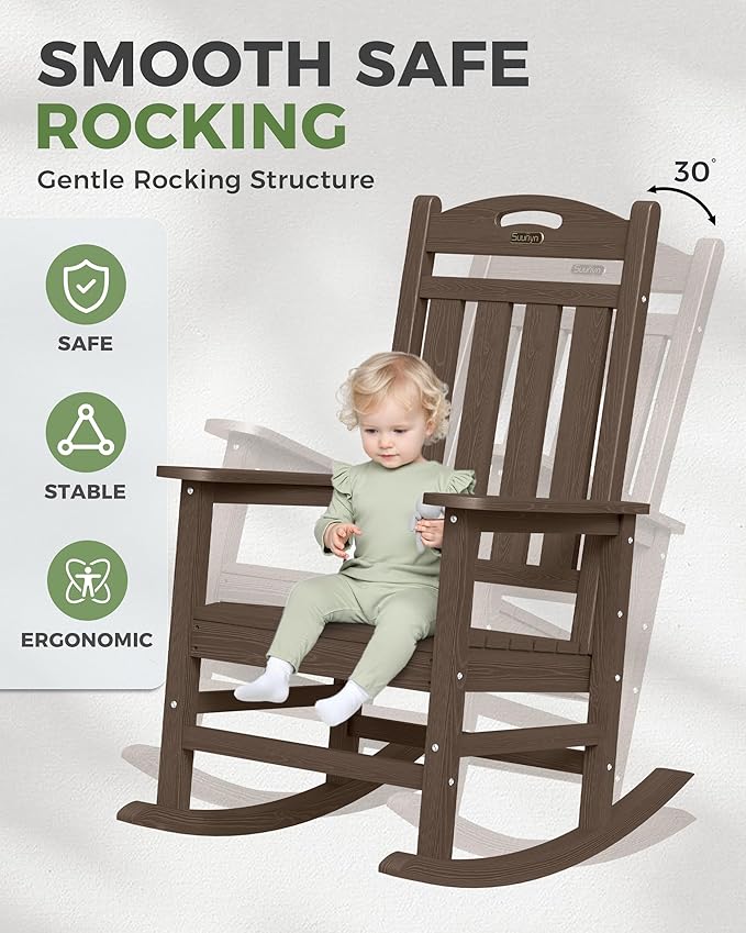 Oversized Outdoor Rocking Chair, HDPE All Weather Resistant Rocking Chairs - Image 4