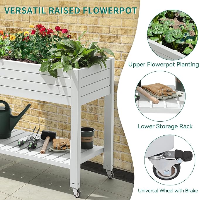 YITAHOME 43.3x17.7x34 in Elevated Garden Bed, Outdoor Plastic Planter Box - Image 3