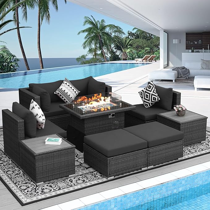 NICESOUL 9 Piece Outdoor Patio Garden Furniture Set by NICESOUL