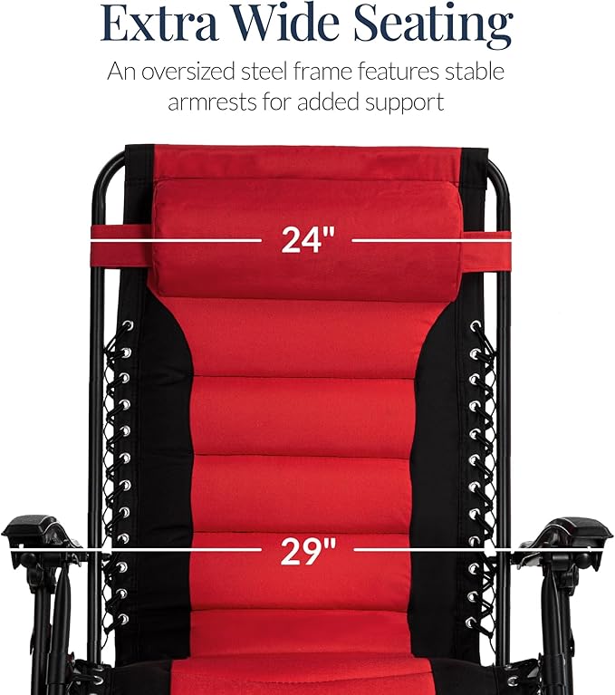 Best Choice Products Oversized Padded Zero Gravity Chair, Folding Outdoor Patio - Image 4