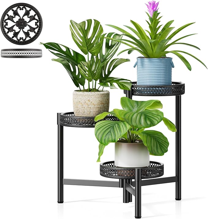 Metal Plant Stand Indoor Outdoor, 3 Tier Corner Tall Plant Shelf by Unknown