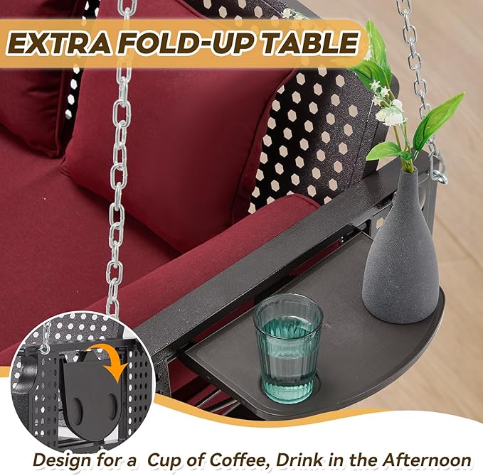 3 Seat Porch Swing, Patio Swing Bench - Image 6