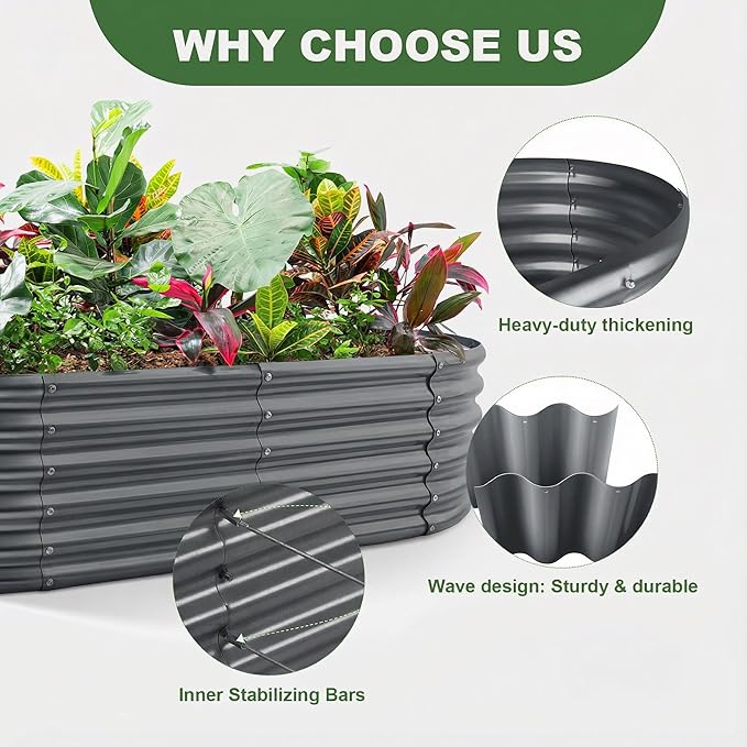 AHEONLAR 3 Pack 4×2×1.5ft Galvanized Raised Garden Beds Outdoor, Sturdy Planter - Image 5