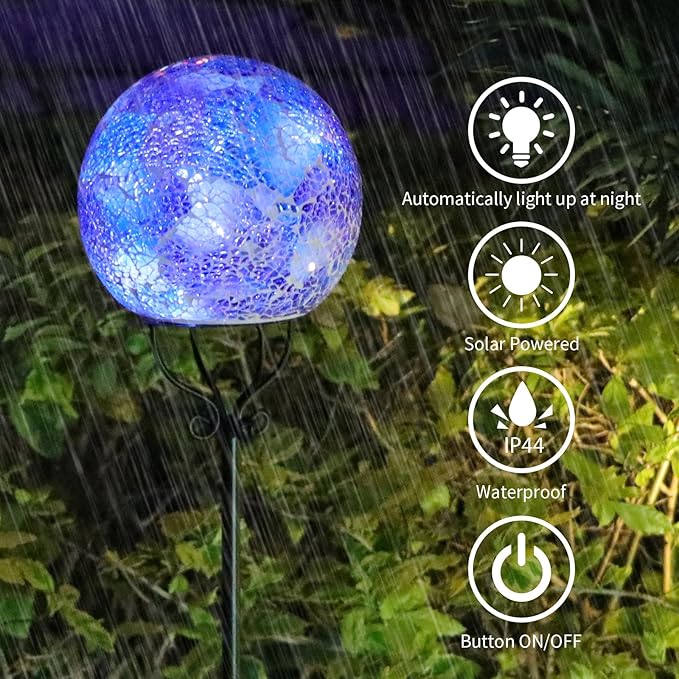 VCUTEKA Solar Outdoor Lights Garden Decor Mosaic Solar Garden Lights Waterproof - Image 4