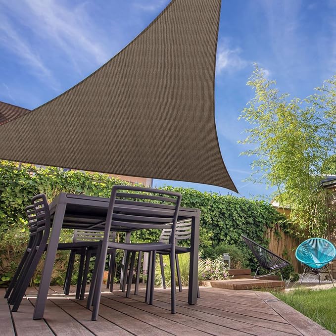 E&K Sunrise 13' x 13' x 13' Sun Shade Sail Triangle Canopy Shade Cover UV Block - Image 7