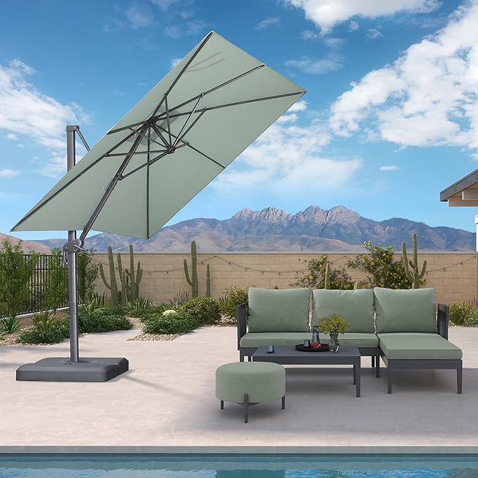PURPLE LEAF Patio Umbrella 8' X 8' Rectangle Cantilever Umbrella Large Aluminum by Unknown