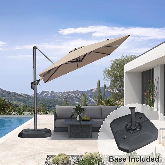PURPLE LEAF 8 Feet Outdoor Square Cantilever Umbrella Patio Umbrella - Image 2