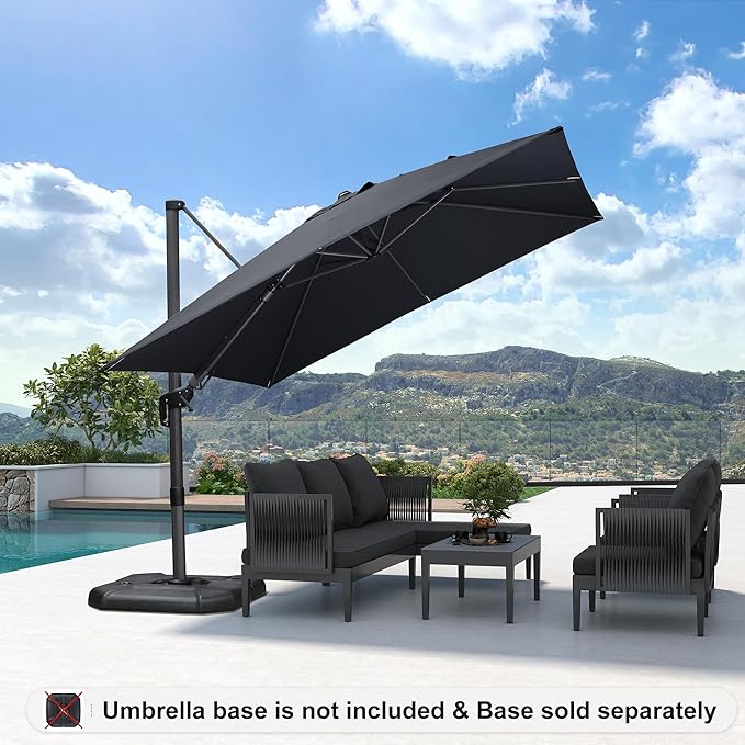 PURPLE LEAF 9.8' X 9.8' Left-right Tilting Patio Umbrella Outdoor Cantilever - Image 2