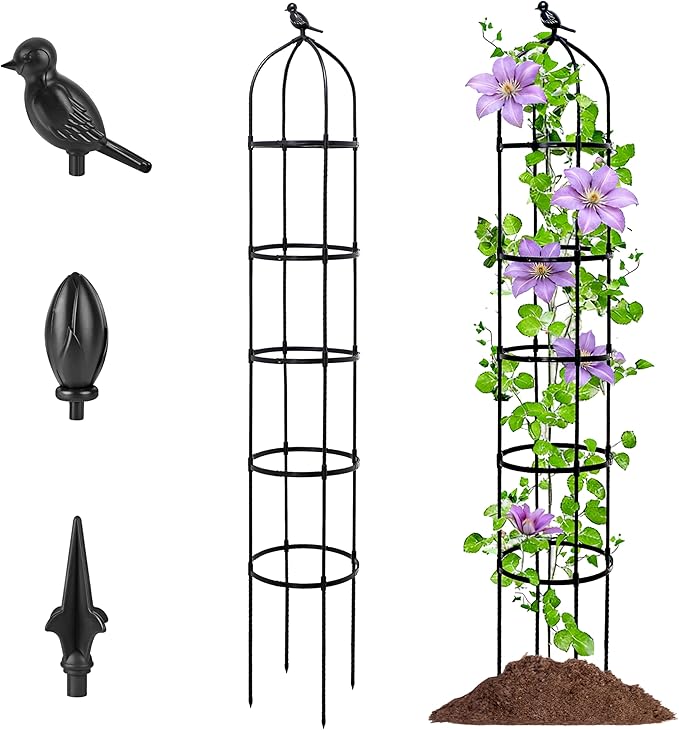 6.7FT Garden Obelisk Trellis for Climbing Plants, Adjustable 5-Tier Metal Plant by TCBWFY