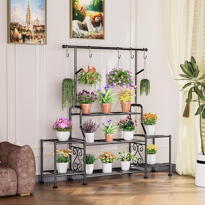 GIOTORENT 3-Tier Tall Metal Plant Stand Indoor Outdoor - Image 4