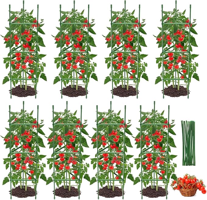 8PCS Tomato Cages for Garden, Tomato Trellis for Raised Garden Bed, 51.2" Tall by GrowYourGreenParadise