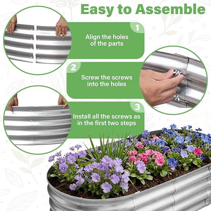 TATAANTY Galvanized Raised Garden Bed - Image 3