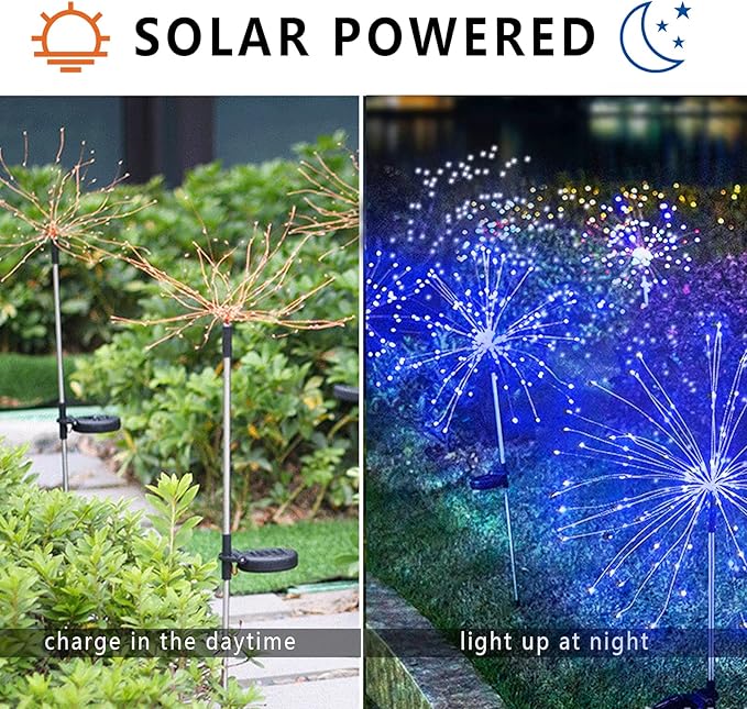 YOTOZU 2 PCS Solar Firework Light, Outdoor Solar Garden Decorative Lights 120 - Image 5