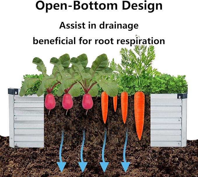2 Pack 4x2x1FT Galvanized Raised Garden Bed Kit, Outdoor Metal Planter Box - Image 4