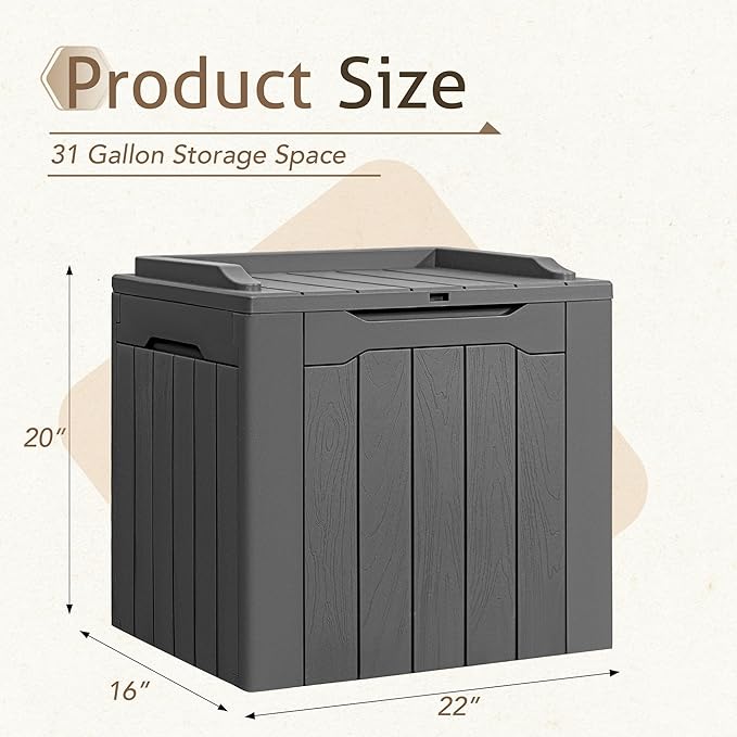 Flamaker 2 Pack Deck Box 31 Gallon Waterproof Resin Storage Box - Image 4