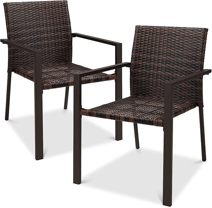 Best Choice Products Set of 2 Stackable Outdoor Wicker Dining Chairs by BestChoiceProducts