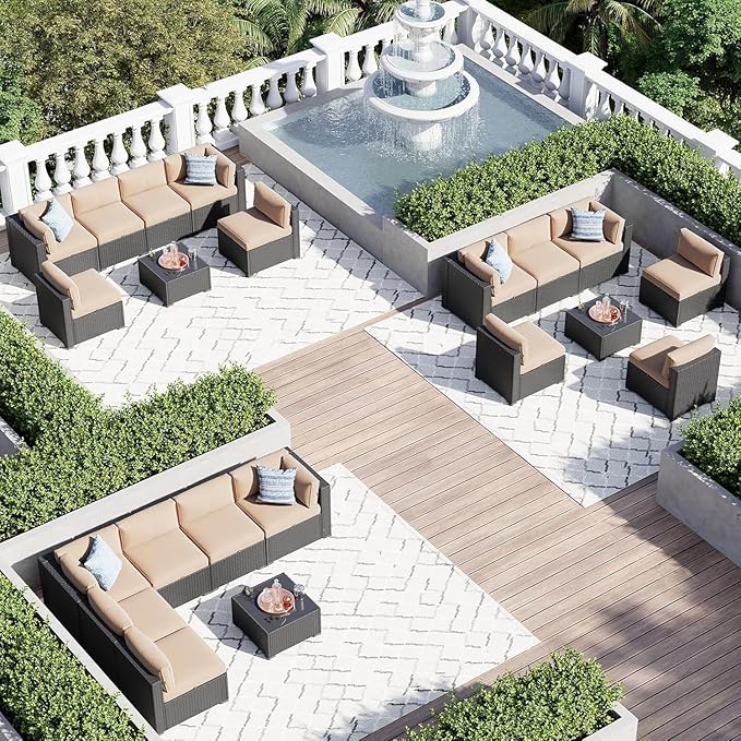 Aoxun 7 Piece Patio Furniture Set, Wicker Rattan Patio Sectional Sofa, Outdoor - Image 7