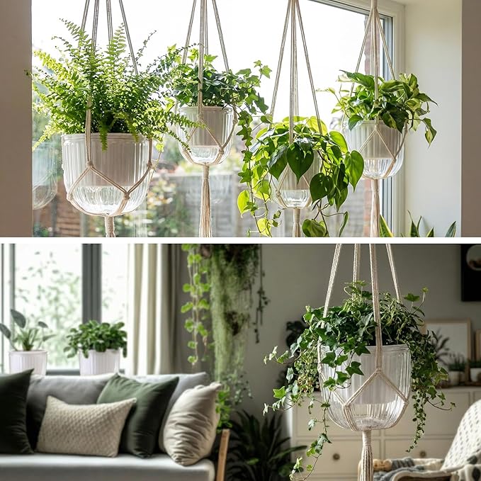 6 Pack Self Watering Hanging Planters Indoor Flower Pots Visible Water Level - Image 7