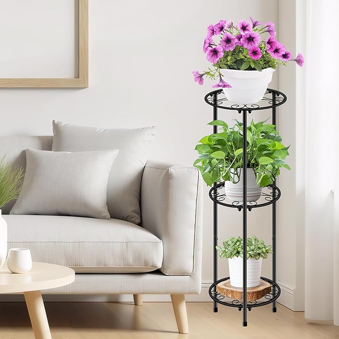 CASIMR Plant Stand Indoor Outdoor, Metal Rustproof Flower Shelf 3 Tier 32.3 inch - Image 3