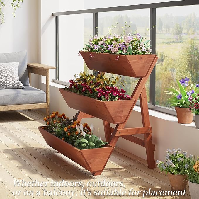 3-Tiers Wooden Raised Garden Bed, Wood Planter Box - Image 5