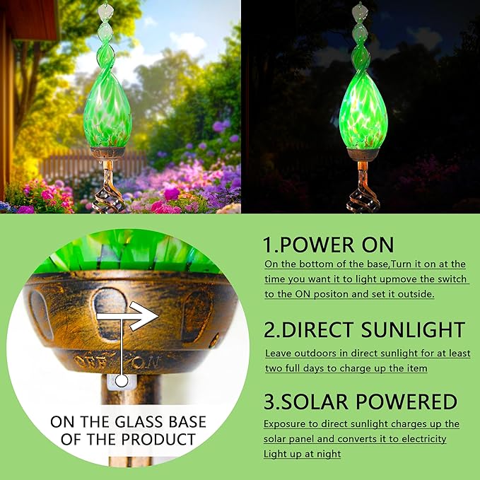 Solar Garden Lights Outdoor, Decorative LED Flame Garden Stakes, Hand Blown - Image 4