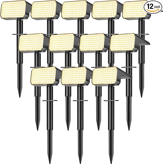 LANSOW 12 Pack Solar Spot Lights Outdoor Waterproof IP67, Solar Landscape by LANSOW