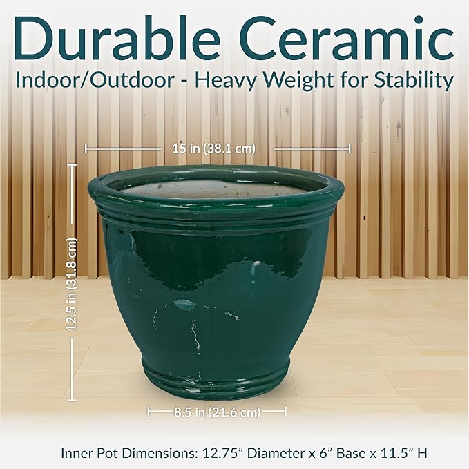 Sunnydaze Large Ceramic Plant Pot - Image 5