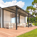 AECOJOY 22' x 8' Gazebo for Patio, Large Wall-Mounted Hard Top Lean-to Gazebo by AECOJOY