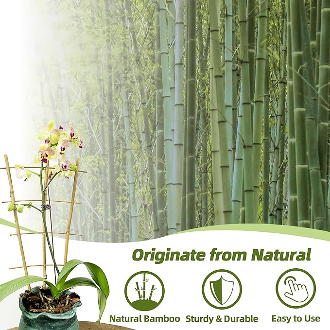 Bamboo Trellis for Climbing Plants 20 Pack, 16 Inch Garden Ladder Trellis for - Image 3