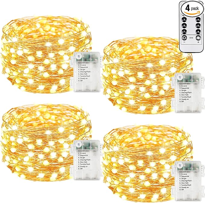4Pack 240LED Christmas Fairy Lights Battery Operated by BHCLIGHT