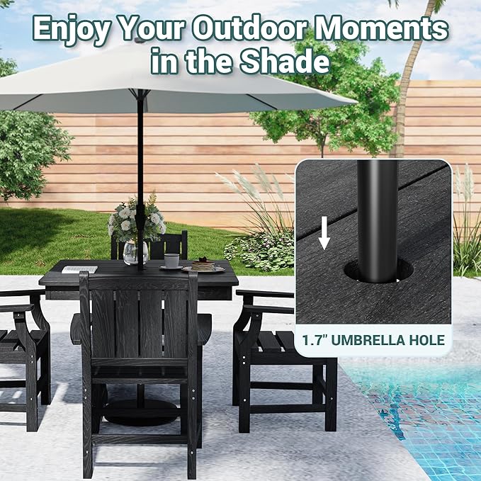 Pamapic 5 PCS Outdoor Dining Set, Spacious HDPE Outdoor Table and Chairs - Image 2