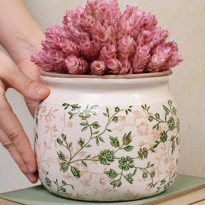 Vintage Country Ceramic Vase and Planters, 6.29 Inch Small Plant Pots - Image 5
