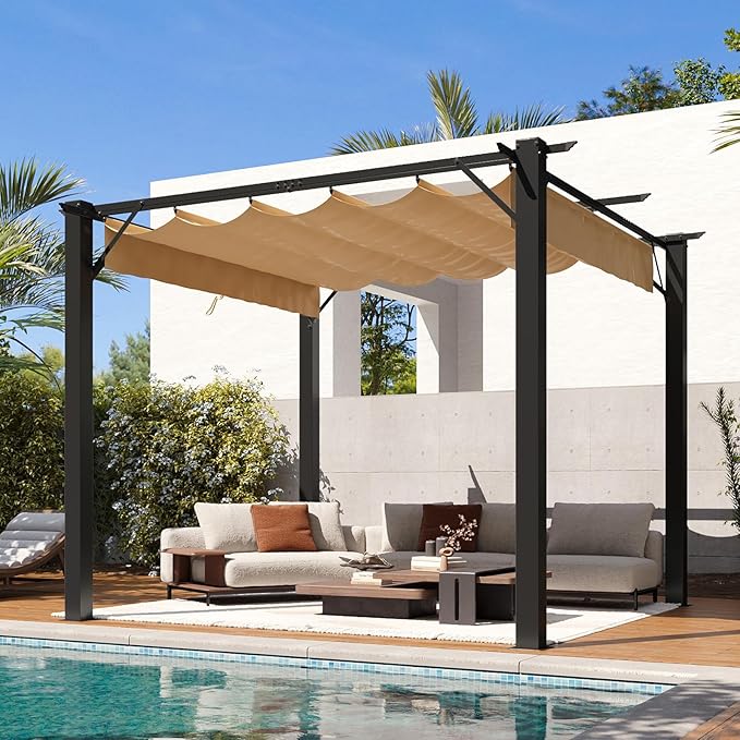 Aoxun 10'x10' Outdoor Pergola, Patio Aluminum Pergola - Image 8