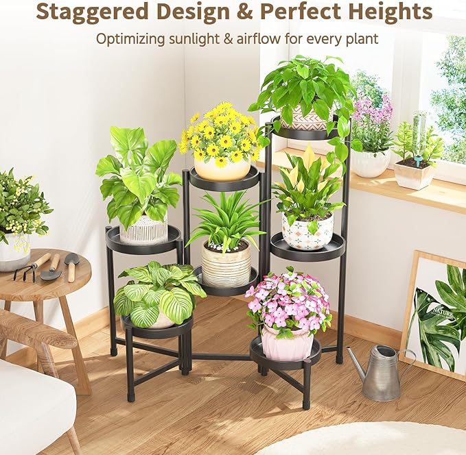 LASZOLA 7 Tiered Folding Tall Plant Stand Indoor - Image 7