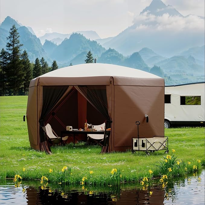 11.5x11.5FT 6-Sided Pop Up Gazebo Tent，One-Push Setup Canopy Tent - Image 8