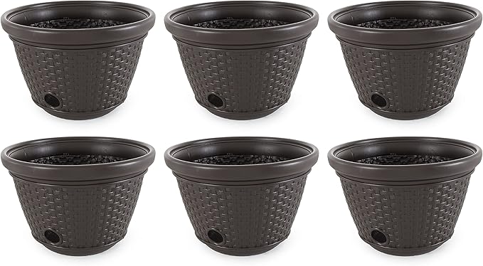 Suncast 6 Pack Decorative Wicker Garden Hose Holder Pot by Suncast