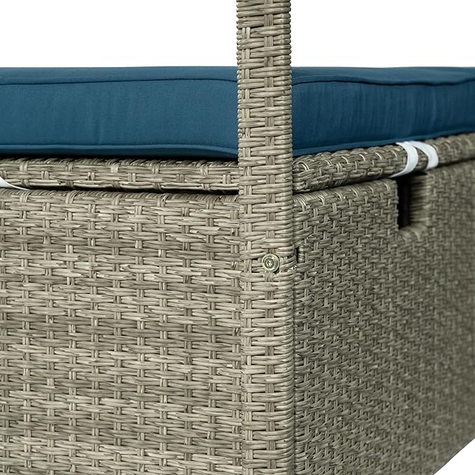 Patio Chaise Lounge, PE Rattan Outdoor Patio Wicker Adjustable Outdoor Sun Bed - Image 9