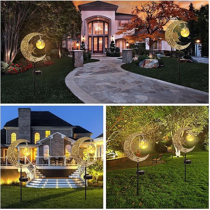 Solar Lights Outdoor Waterproof Fairy Moon Crackle Glass Lights - Image 7