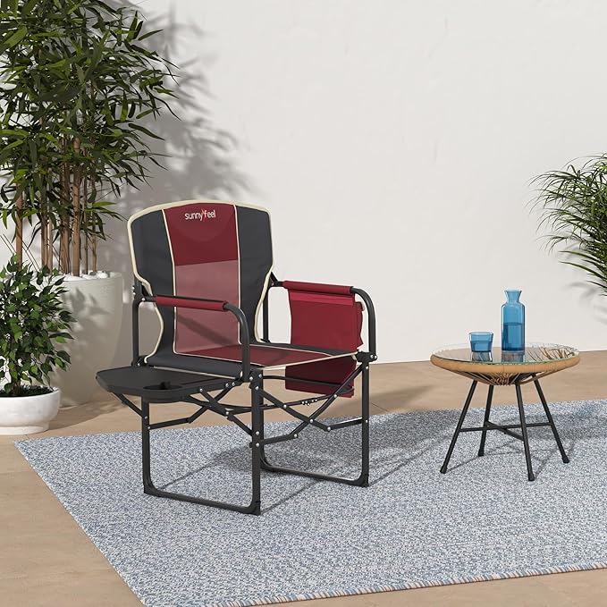 SUNNYFEEL Camping Directors Chair, Heavy Duty, Oversized Portable Folding Chair - Image 2