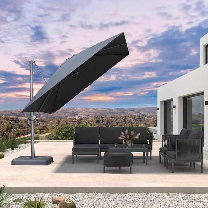 PURPLE LEAF Patio Umbrella 10' X 10' Rectangle Cantilever Umbrella Large - Image 2