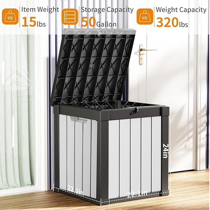 EasyUp 50 Gallon Deck Box Outdoor Storage Box - Image 2