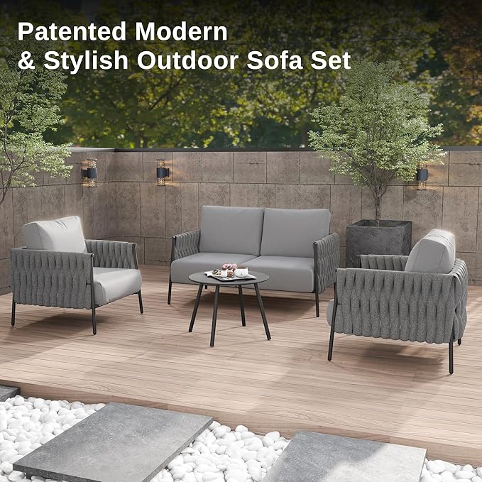 EAST OAK Life Chatter 4 Pieces Patio Furniture Set, Outdoor Furniture - Image 4