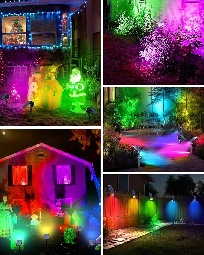 btfarm Solar Lights Outdoor Waterproof IP65-2 Pack LED Color Changing Spot - Image 6
