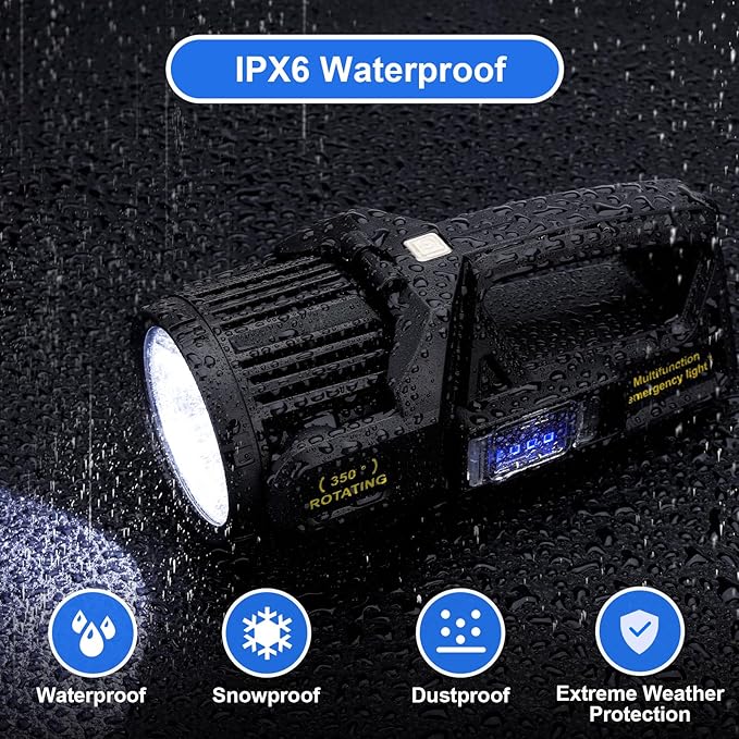 Rechargeable Spotlight Flashlight, Peascat 2, 000L Lumens LED Handheld Spot - Image 6